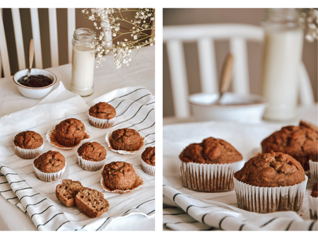 Vegan banana muffins with almond butter